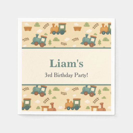 Personalized Train Birthday Party  Serviette (Vorderseite)