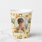 Personalized Train Birthday Photo Party Pappbecher (Rückseite)