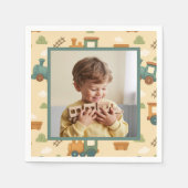 Personalized Train Birthday Photo Serviette (Vorderseite)