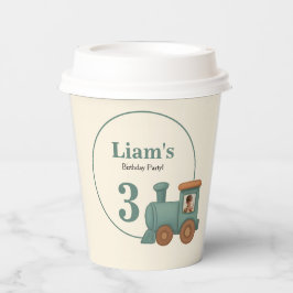 Personalized Train Photo Birthday Party Pappbecher