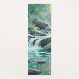 Personalized Tranquil Stream Watercolor Nature Yogamatte