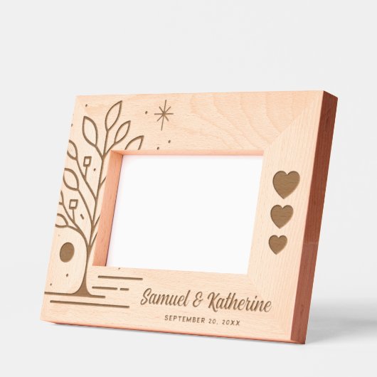 Personalized Tree of Life Wood Anniversary Geätzte Rahmen (Links)