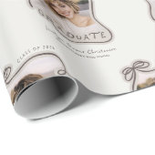 Personalized Trendy Bow Photo Graduation Geschenkpapier (Rolleneckpunkt)