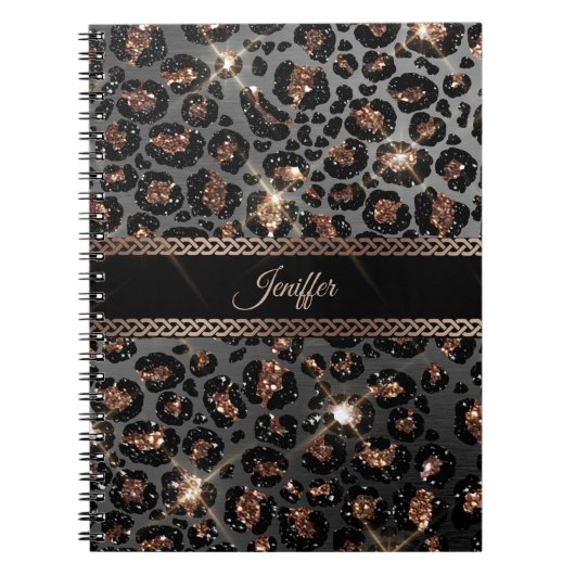 Personalized Trendy Leopard Black Gold Glitter     Notizblock (Vorderseite)