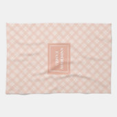 Personalized Trendy Towel Chic Coral Plaid Design Geschirrtuch (Horizontal)