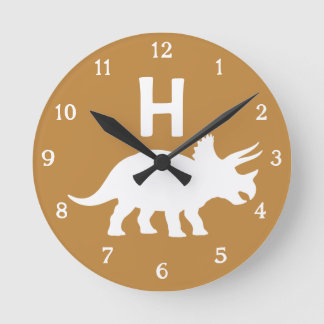 Personalized Triceratops Kids Wall Clock Neutral Runde Wanduhr