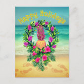 Personalized Tropical Christmas Holiday Pineapple Postkarte (Vorderseite)