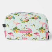 Personalized Tropical Flamingo Pink Beach Vibes Waschbeutel (Vorderseite)