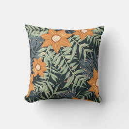 Personalized Tropical Floral Leaves  Kissen