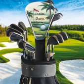 Personalized Tropical Island Golf Course Scene Headcover