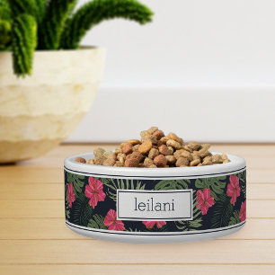 Personalized Tropical Magenta Hibiscus Pattern Pet Napf