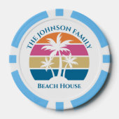 Personalized Tropical Palm Tree Sunset Beach House Pokerchips (Vorderseite)