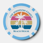 Personalized Tropical Palm Tree Sunset Beach House Pokerchips (Rückseite)