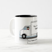 Personalized Truck Driver, Delivery - Male Cartoon Zweifarbige Tasse (Vorderseite Links)