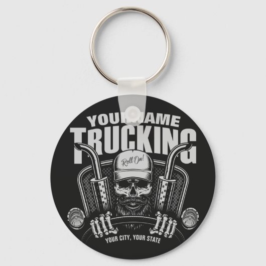 Personalized Trucking Skull Trucker Big Rig Truck Schlüsselanhänger (Vorderseite)