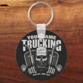 Personalized Trucking Skull Trucker Big Rig Truck Schlüsselanhänger (Vorderseite)