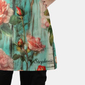 Personalized Turquoise Wood & Vintage Rose Schürze