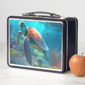 Personalized Turtle Illustration Metal Lunch Box (Beispiel)