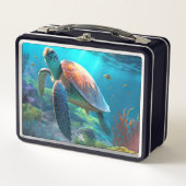 Personalized Turtle Illustration Metal Lunch Box (Vorderseite)