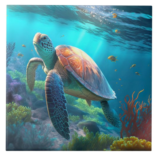 Personalized Turtle Image Classic Ceramic Art Tile Fliese (Vorderseite)