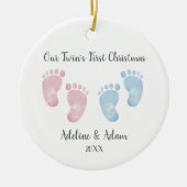 Personalized Twin Babies Footprint Ornament (Vorne)