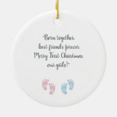 Personalized Twin Babies Footprint Ornament (Hinten)