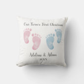 Personalized Twin Baby Footprint Pillow Kissen (Vorderseite)