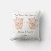 Personalized Twin Girls First Christmas Pillow Kissen (Vorderseite)