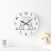 Personalized Twins Baby Elephants Nursery  Large C Große Wanduhr (Zuhause)