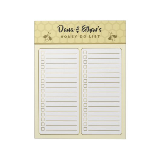 Personalized Two Column Honey Do List Notepad Notizblock (Rotiert)