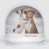 Personalized two dogs photo two names schneekugeln (Vorderseite)