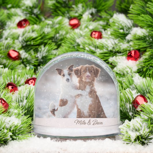 Personalized two dogs photo two names schneekugeln (Weihnachten)