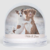 Personalized two dogs photo two names schneekugeln (Rückseite)