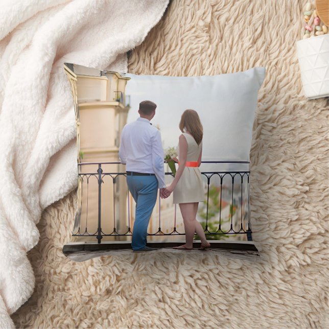 Personalized Two Photo Throw Pillow Kissen (Decke)