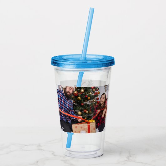 Personalized Two Sided Family Christmas Photo  Acryltrinkbecher (Rückseite)