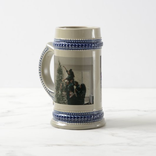 Personalized Two Sided Family Christmas Photo Bierglas (Vorderseite Links)
