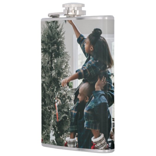Personalized Two Sided Family Christmas Photo Flachmann (Links)