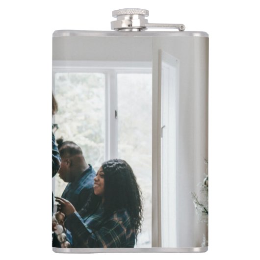 Personalized Two Sided Family Christmas Photo  Flachmann (Rückseite)