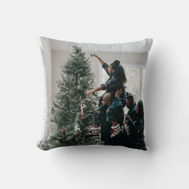 Personalized Two Sided Family Christmas Photo  Kissen (Vorderseite)