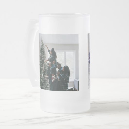 Personalized Two Sided Family Christmas Photo  Mattglas Bierglas (Vorderseite Links)