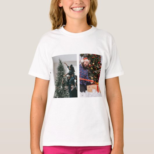Personalized Two Sided Family Christmas Photo  T-Shirt (Vorderseite)