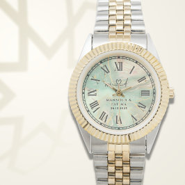 Personalized Two-Tone Watch ∣ Aqua Marble Gift Armbanduhr