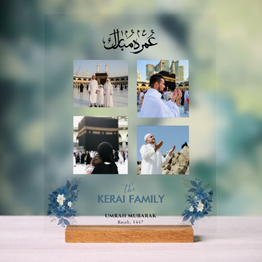 Personalized Umrah Mubarak Photo Collage Acrylic  Acrylschild (Neutral)