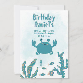 Personalized Under the Sea Crab Birthday Invitatio Einladung