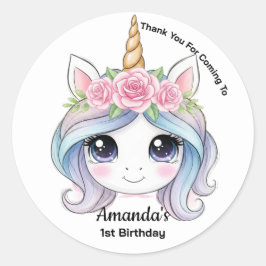 Personalized Unicorn Birthday Party Favor Sticker