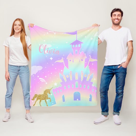 personalized unicorn blanket - girls unicorn gift fleecedecke (Beispiel)