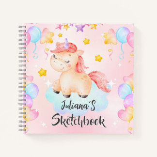 Personalized Unicorn Kids Sketchbook Notizblock