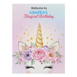 Personalized Unicorn Magical Birthday Welcome Poster