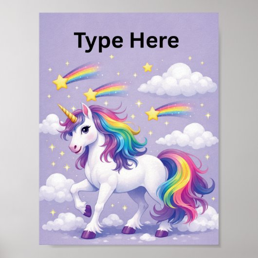 Personalized Unicorn Name Poster – (Purple) (Vorne)