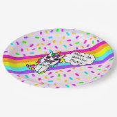 Personalized Unicorn, Rainbow and Butterfly Pappteller (Schrägansicht)